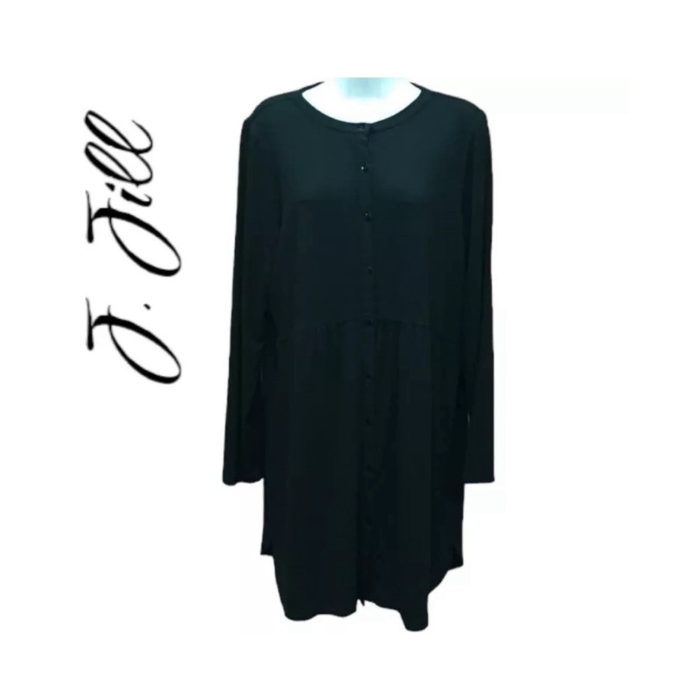 J. Jill Back Wearever Collection Button Down Tunic Dress  Small Minimalist Comfy